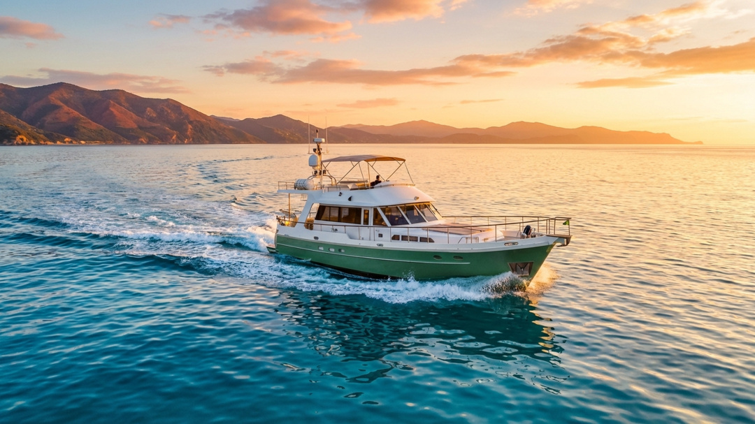 Kaboky Yachting green-hulled motor yacht - Bruce Robert 19m